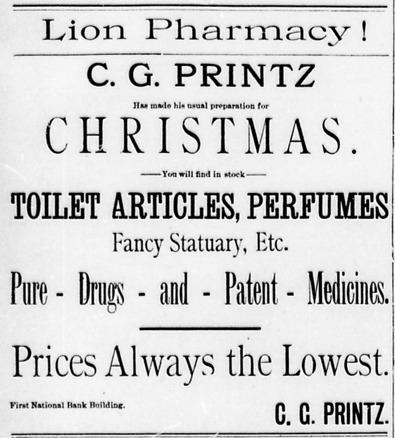 Newspaper ad - <i>Michigan Copper Journal</i>, 17 Dec 1891